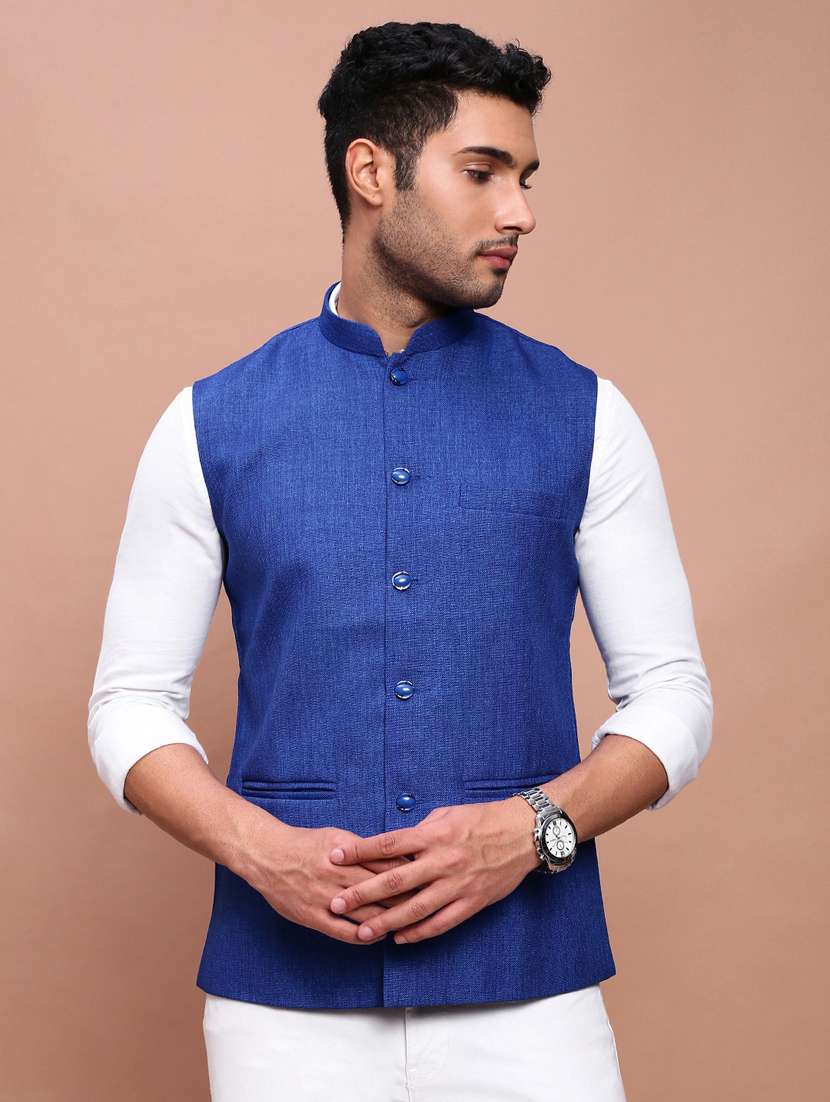 men mandarin neck solid nehru jacket