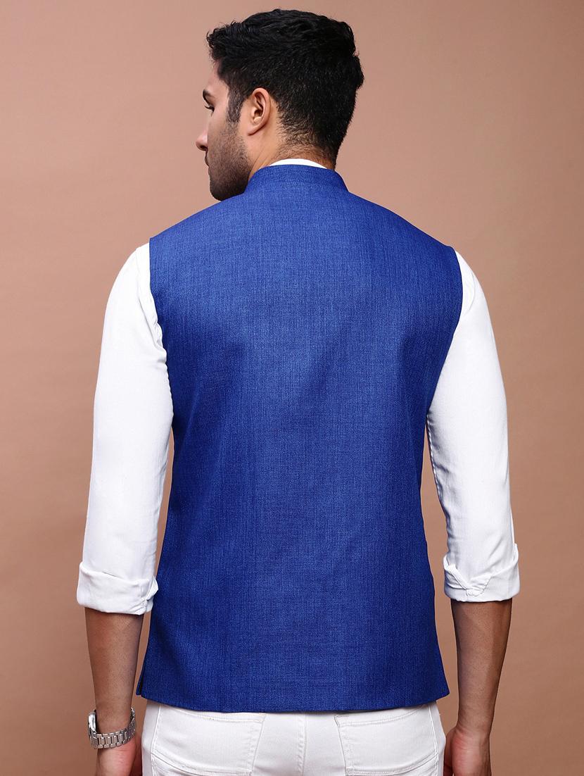 men mandarin neck solid nehru jacket - 21383266 - Standard Image - 3