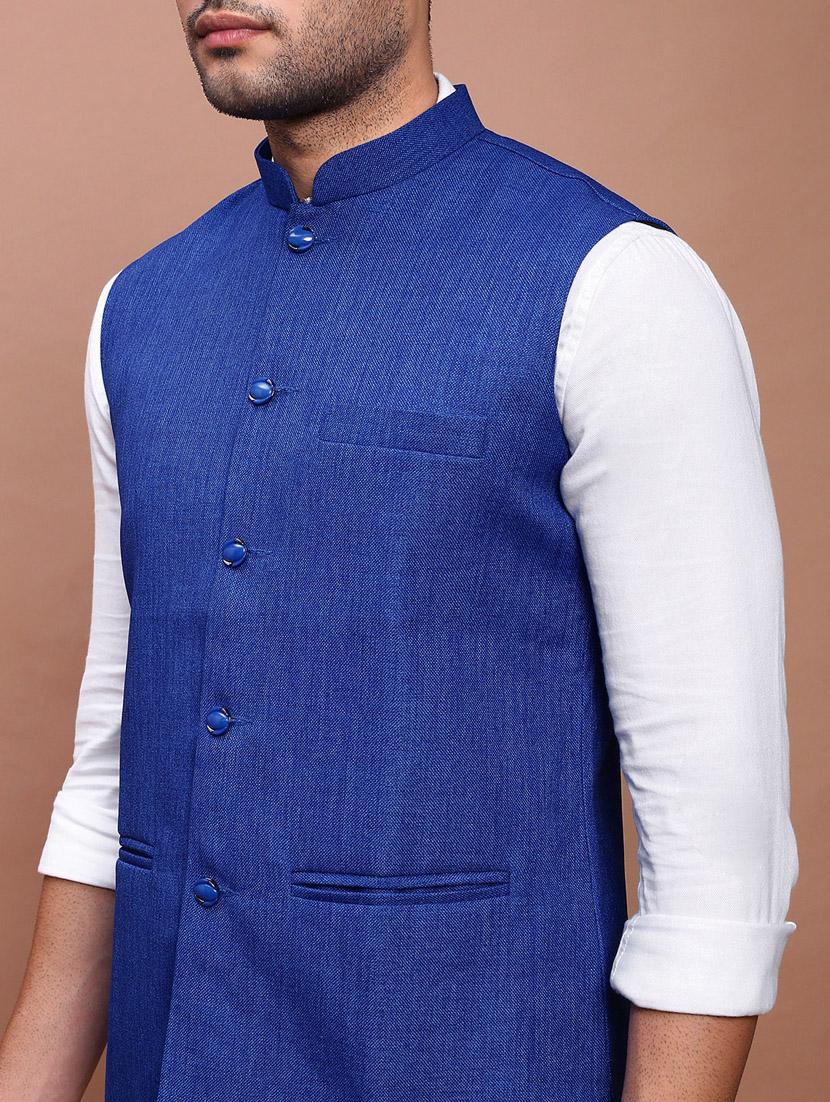 men mandarin neck solid nehru jacket - 21383266 - Standard Image - 5