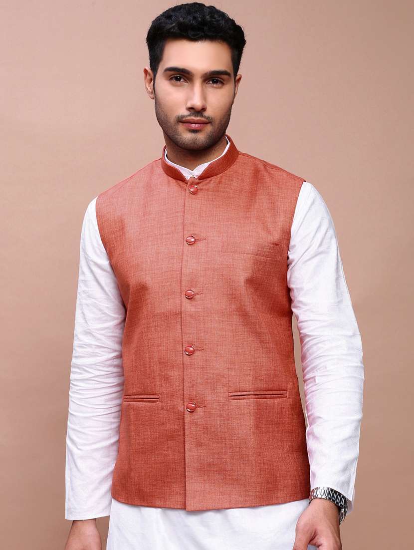 men mandarin neck solid nehru jacket