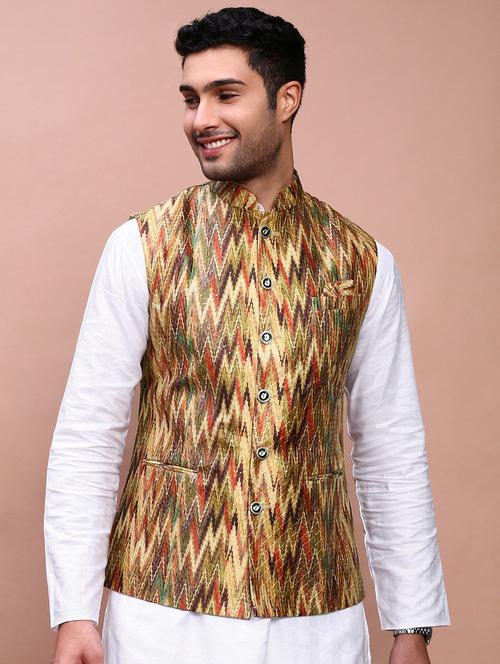 multi colored cotton nehru jacket - 21383284 - Standard Image - 0