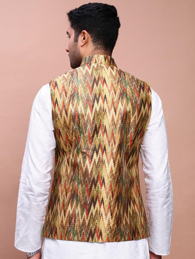 multi colored cotton nehru jacket - 21383284 - Standard Image - 3