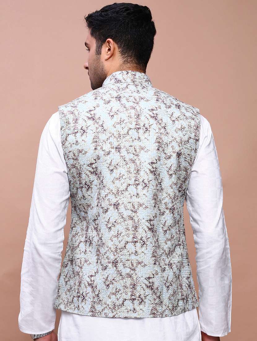 men mandarin neck embroidered nehru jacket - 21383285 -  Standard Image - 3