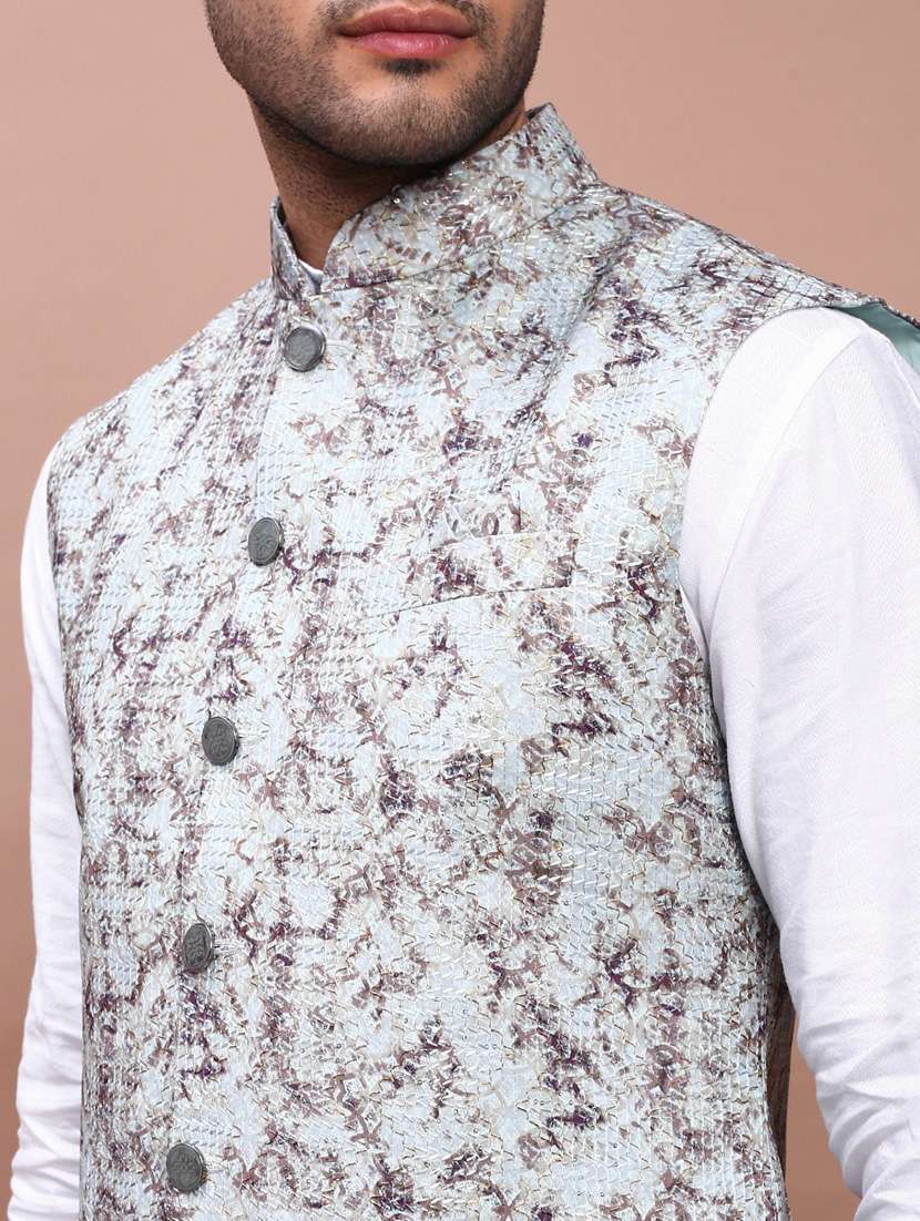 men mandarin neck embroidered nehru jacket - 21383285 -  Standard Image - 5
