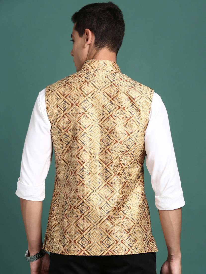 men mandarin neck embroidered nehru jacket - 21383286 -  Standard Image - 3