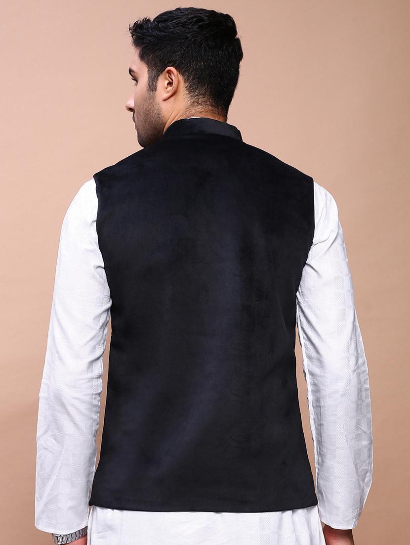 men mandarin neck solid nehru jacket - 21383287 - Standard Image - 3
