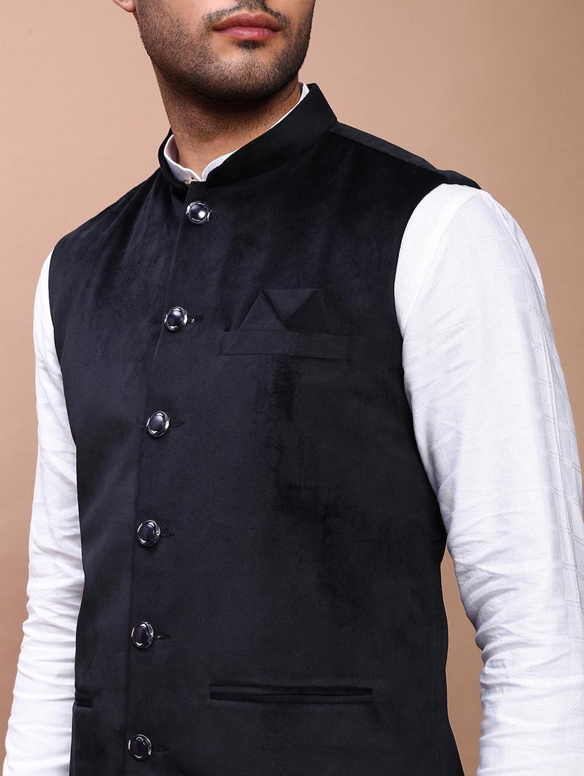 men mandarin neck solid nehru jacket - 21383287 - Standard Image - 5