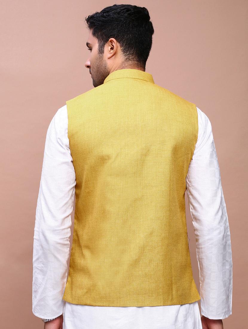 men mandarin neck solid nehru jacket - 21383292 - Standard Image - 3