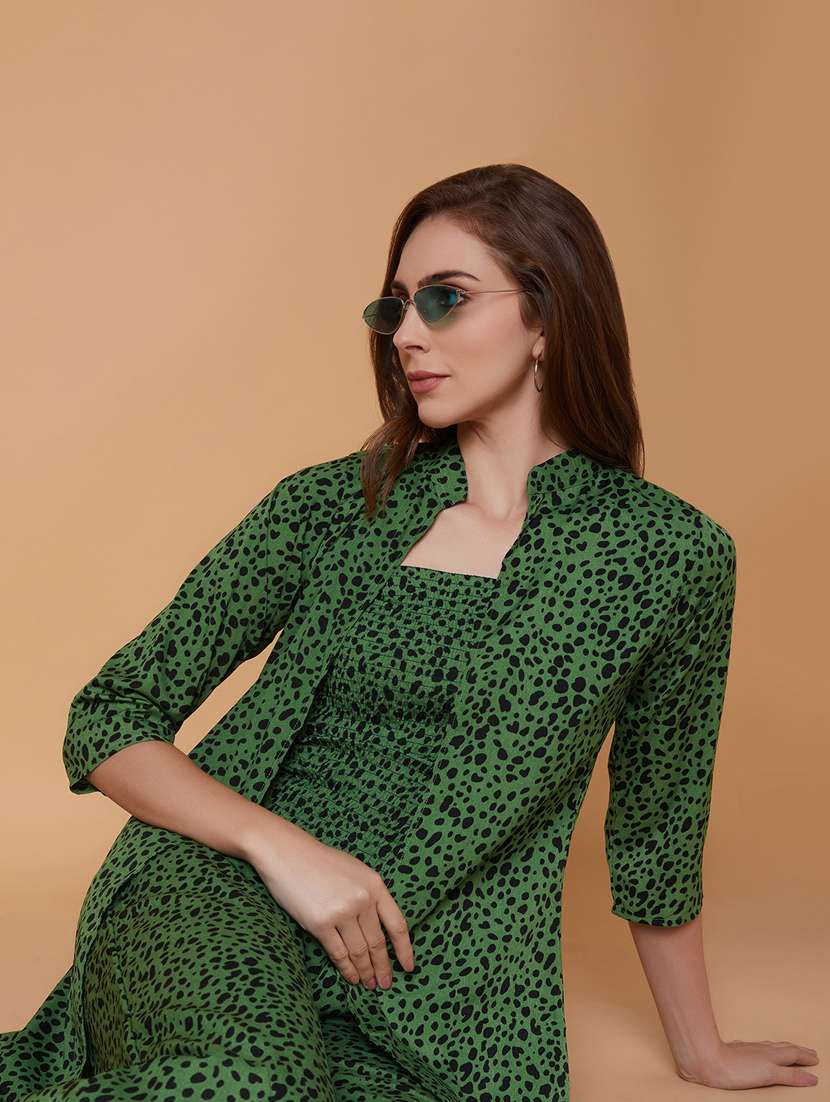 women green full leg jumpsuit with long shrug - 21383310 -  Standard Image - 5