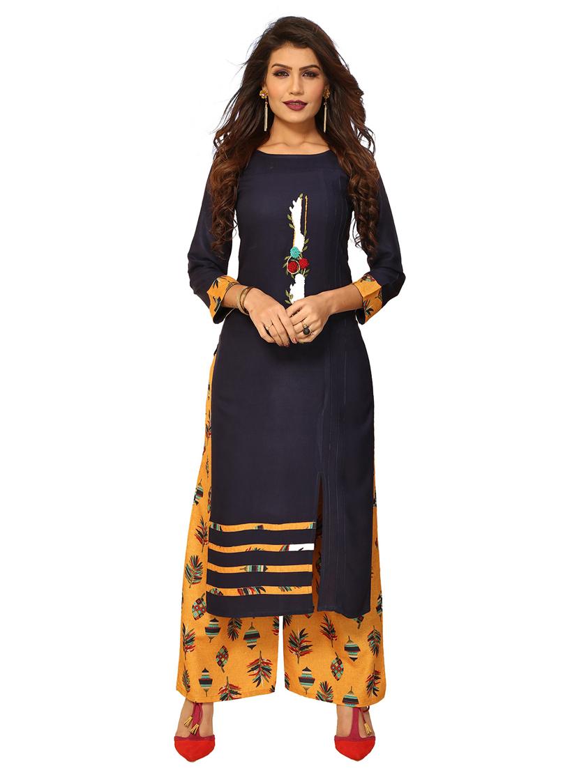 women three quarter sleeve kurta palazzo set - 21383483 - Zoom Image - 0