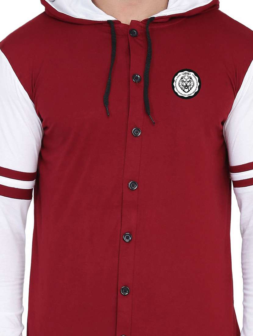 men color block hood neck casul shirt - 21383541 -  Standard Image - 3