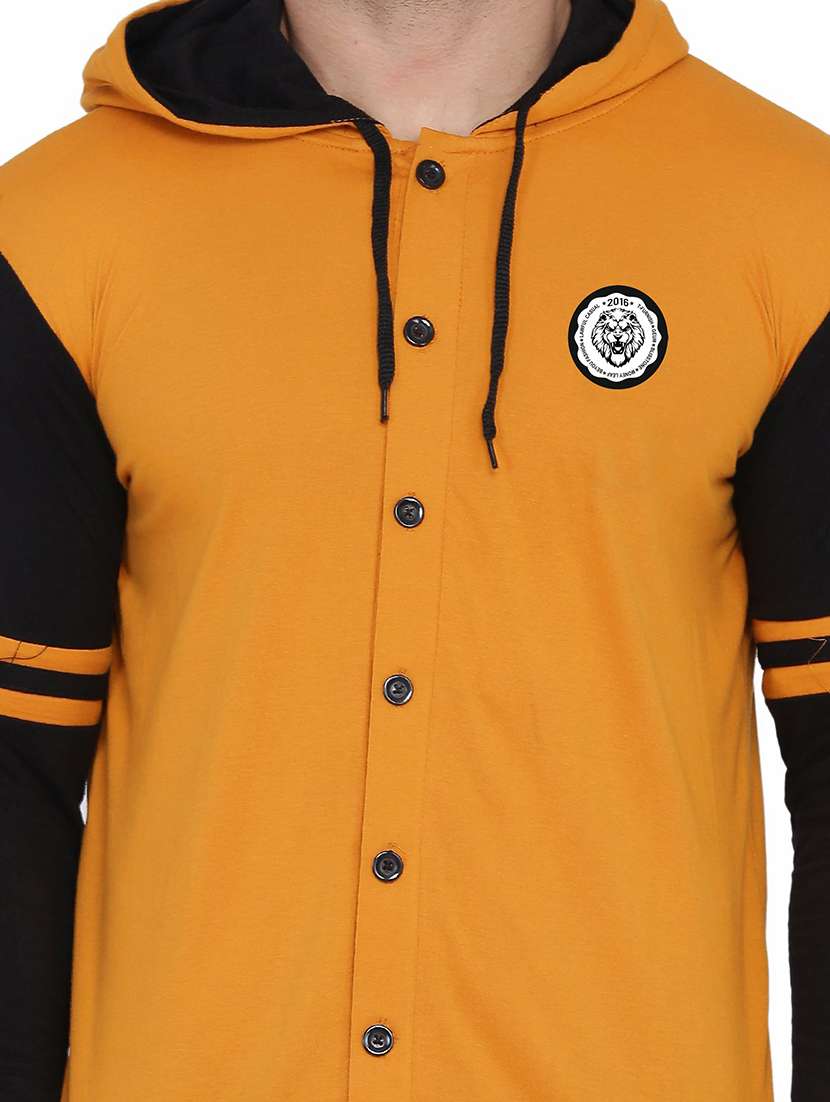 men color block hood neck casul shirt - 21383544 -  Standard Image - 3