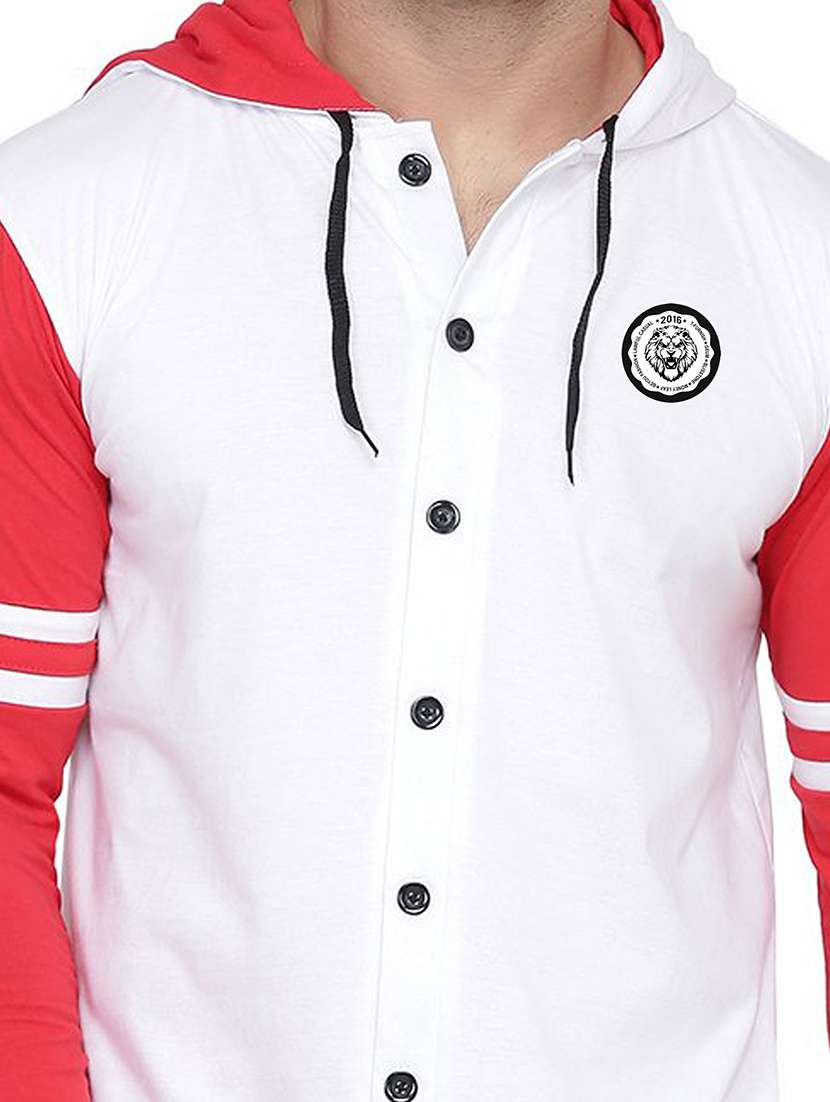 men color block hood neck casul shirt - 21383545 -  Standard Image - 3