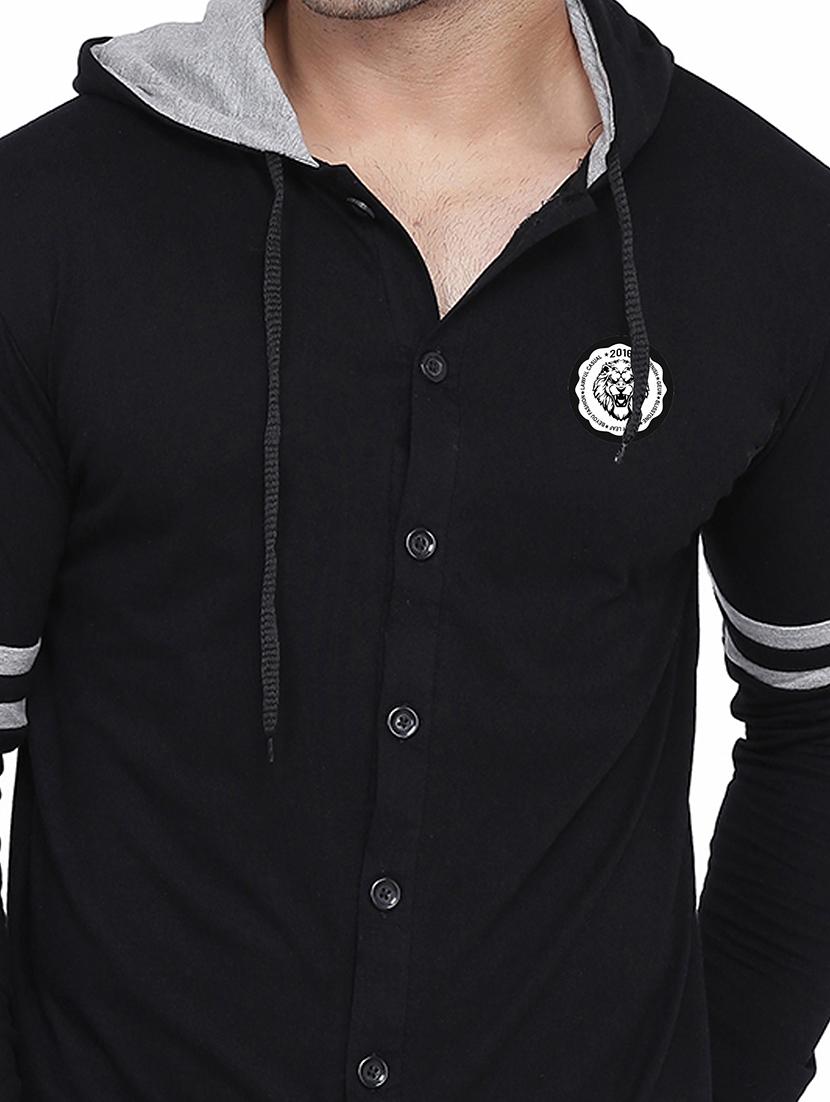men solid hood neck casul shirt - 21383549 - Standard Image - 3