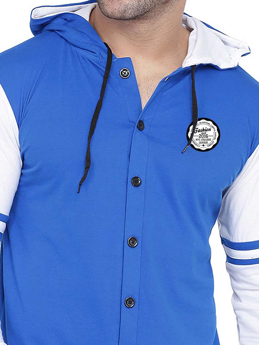 men color block hood neck casul shirt - 21383569 -  Standard Image - 3