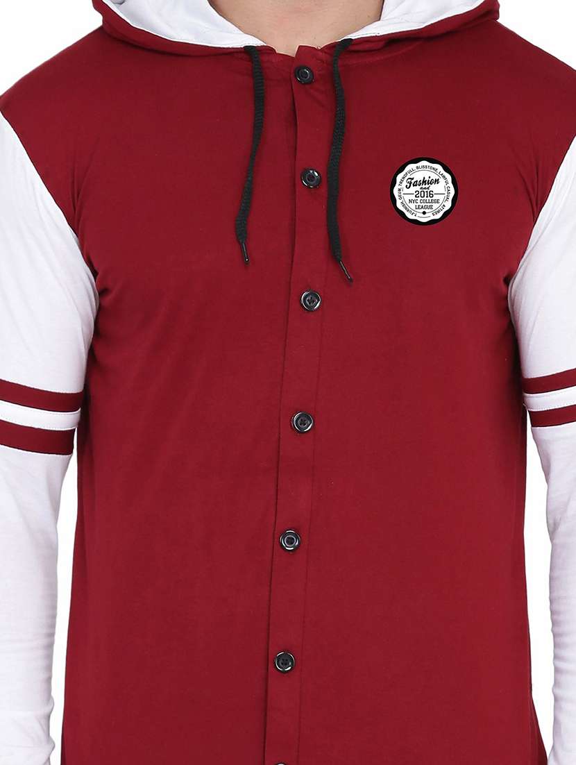 men color block hood neck casul shirt - 21383571 -  Standard Image - 3