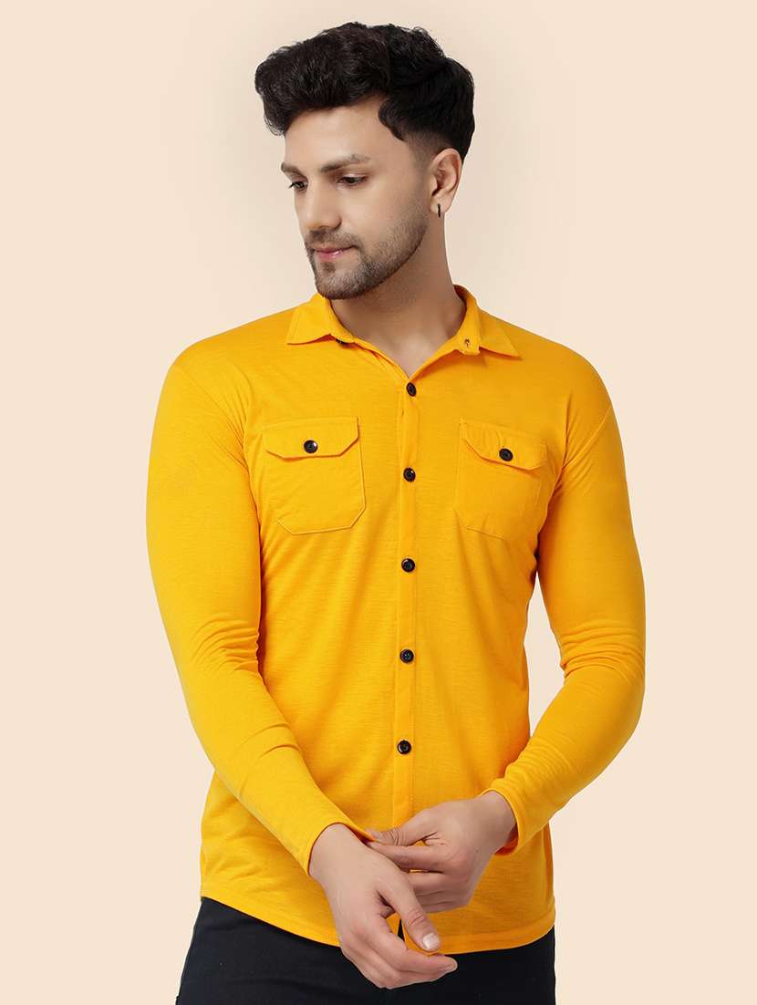 men solid long sleeved casual shirt