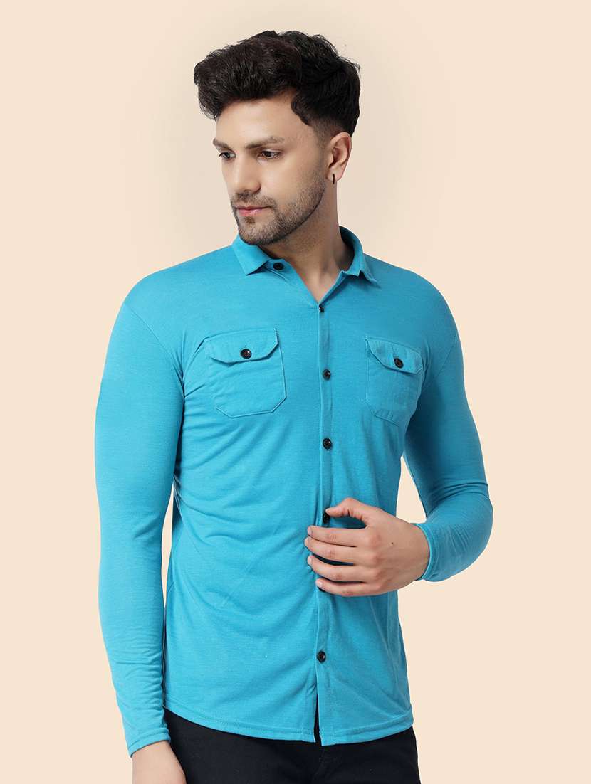 men solid long sleeved casual shirt