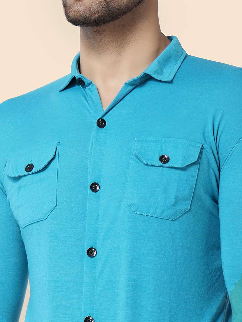 men solid long sleeved casual shirt - 21383596 -  Standard Image - 3