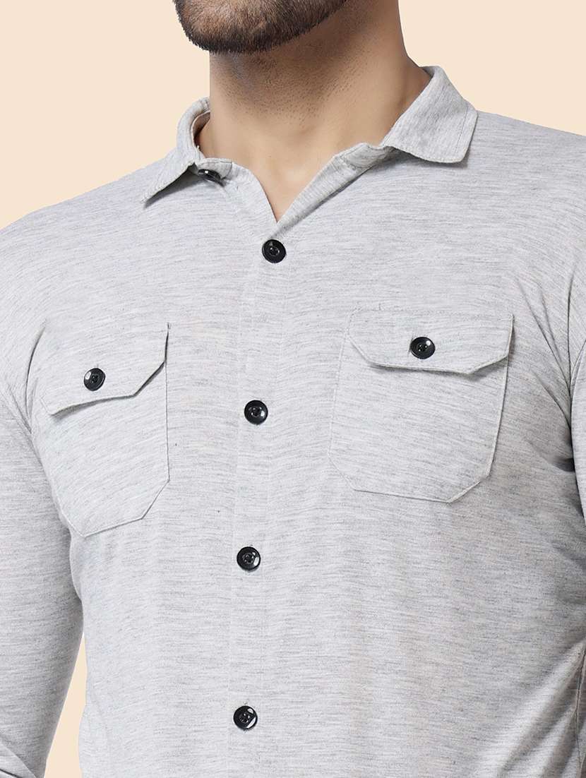 men solid long sleeved casual shirt - 21383597 -  Standard Image - 3