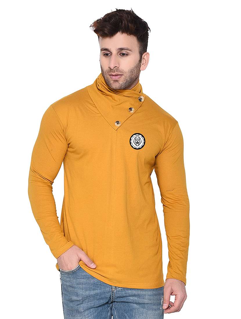 men long sleeved placement print t-shirt