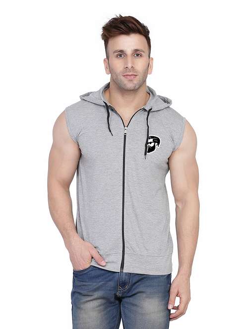 men solid hood neck t-shirt - 21383631 -  Standard Image - 0