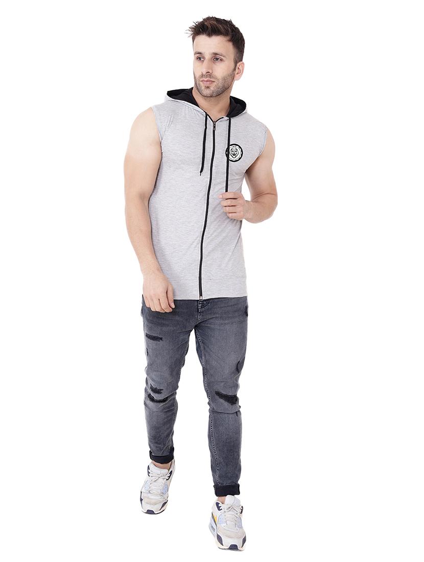 men solid hood neck t-shirt - 21383632 - Standard Image - 3