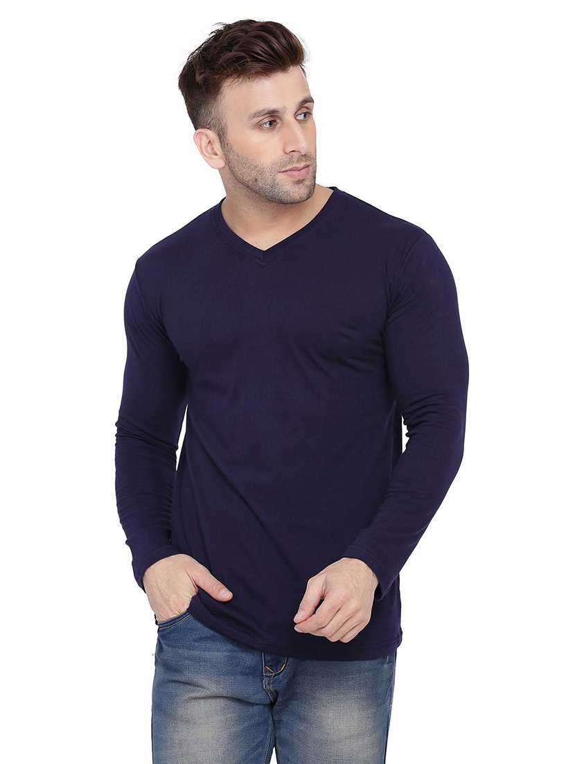 men long sleeved solid t-shirt