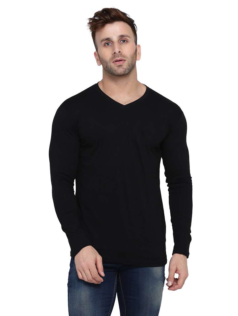 men long sleeved solid t-shirt