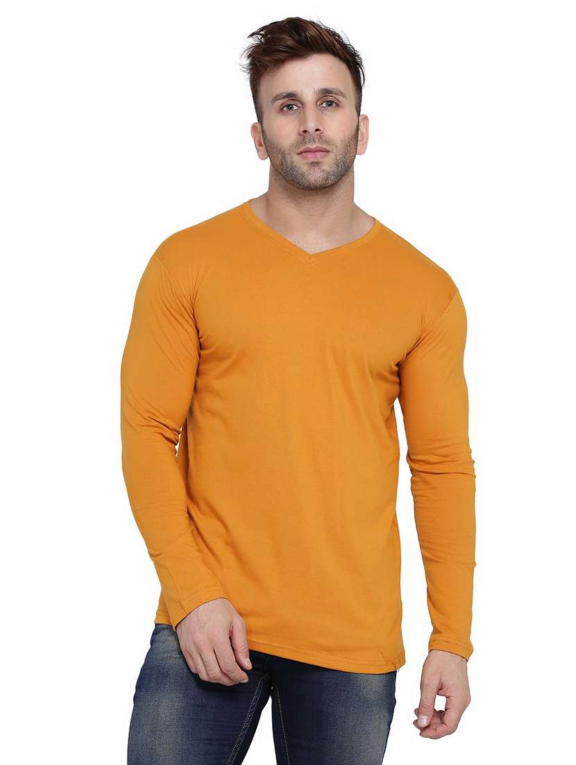 men long sleeved solid t-shirt