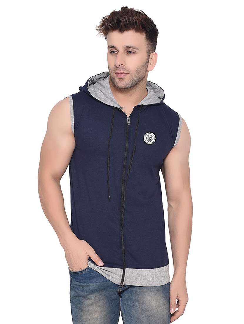 men color block hood neck t-shirt