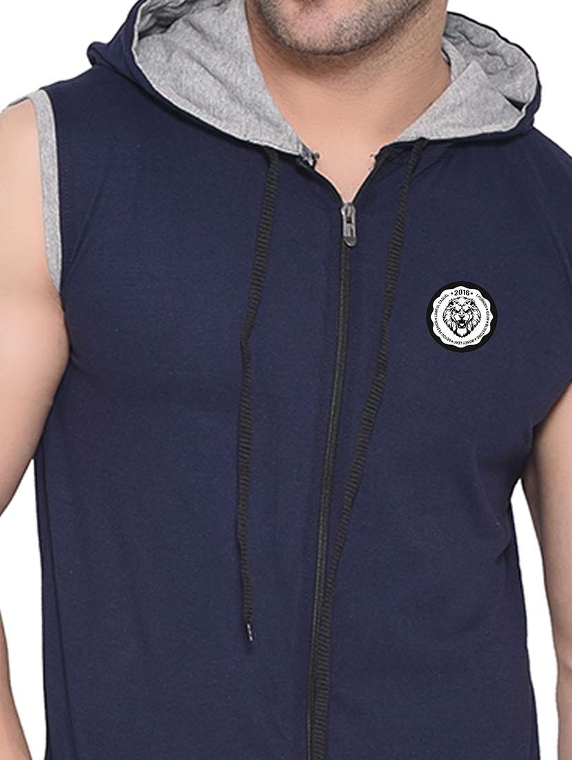 men color block hood neck t-shirt - 21383734 -  Standard Image - 3