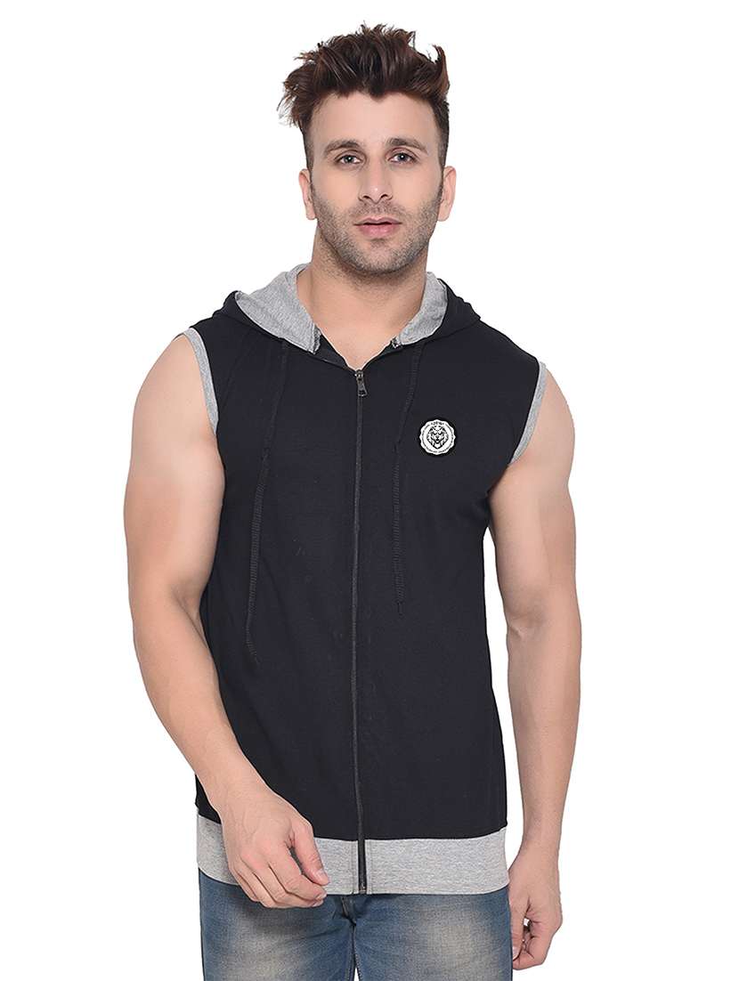 men color block hood neck t-shirt