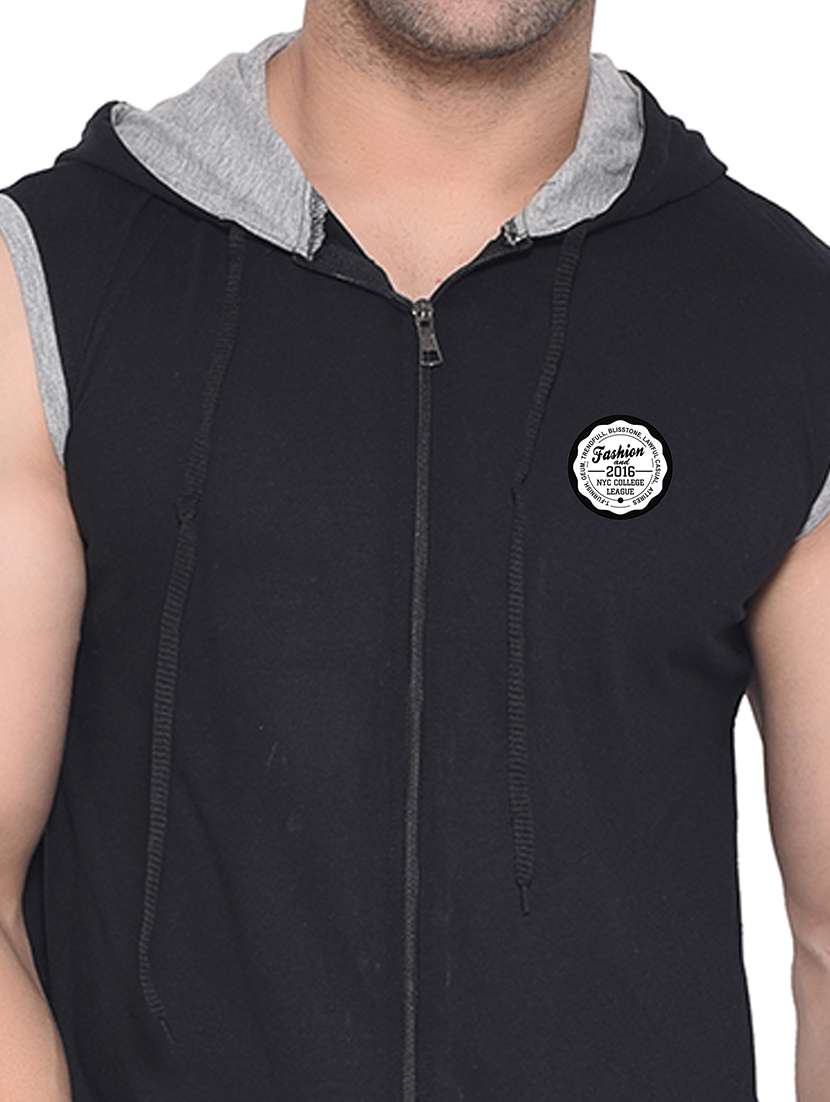 men color block hood neck t-shirt - 21383746 -  Standard Image - 3