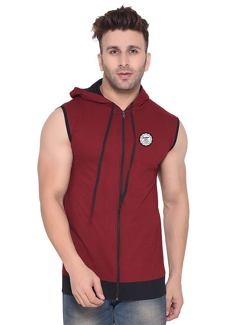 men color block hood neck t-shirt