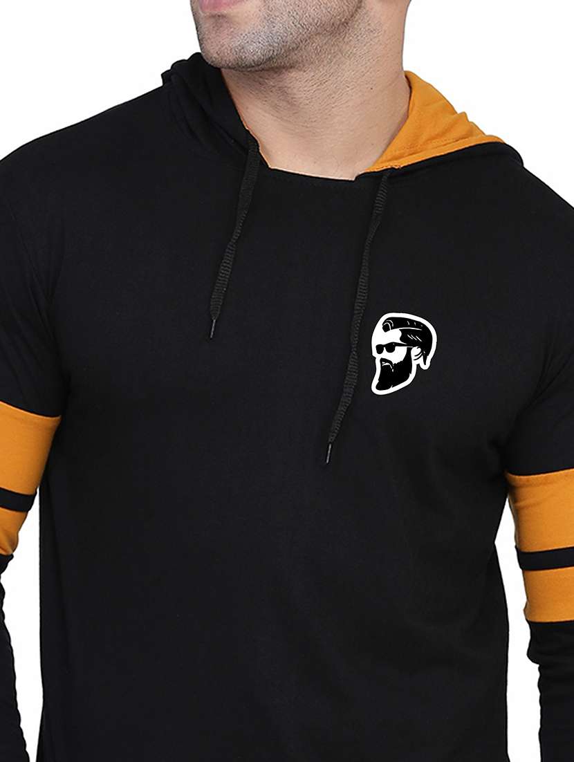 men solid hood neck t-shirt - 21383755 -  Standard Image - 3