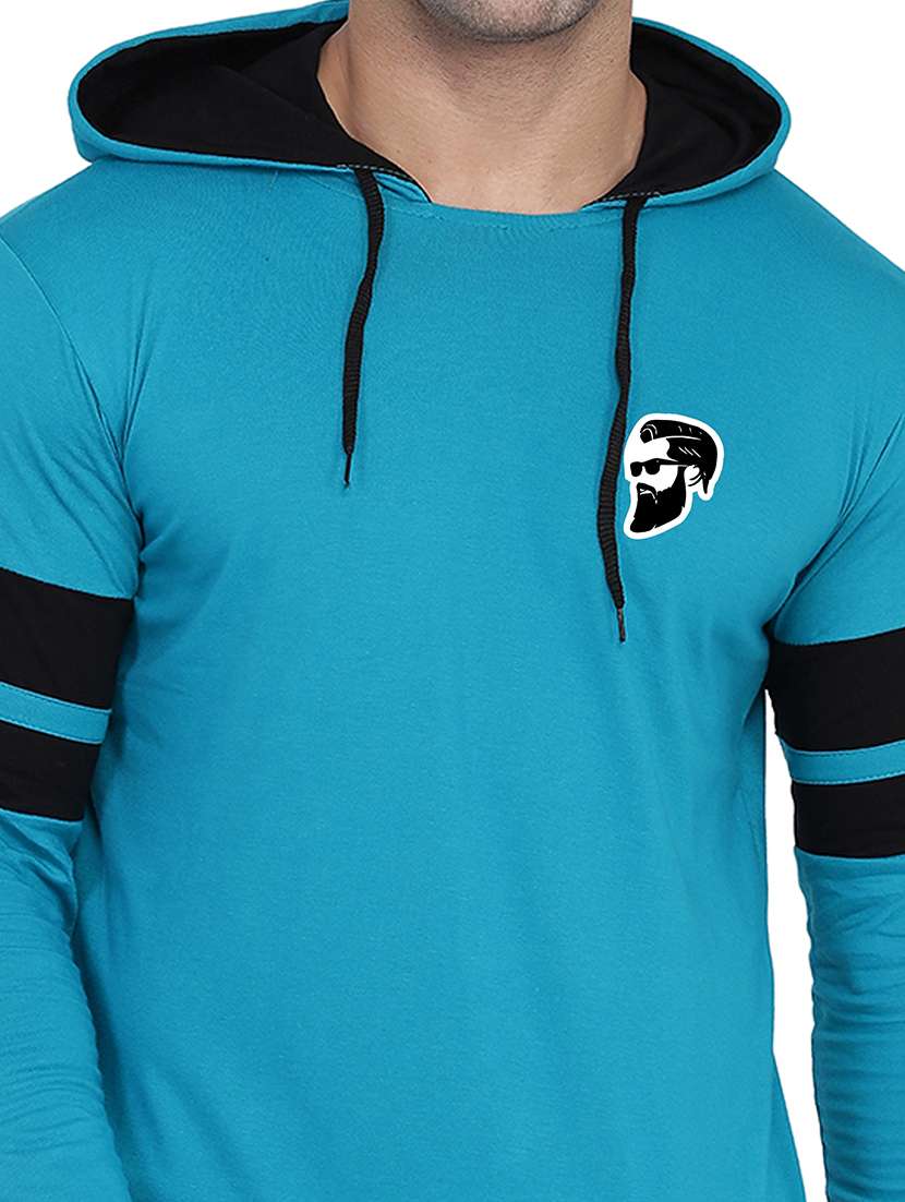 men solid hood neck t-shirt - 21383759 -  Standard Image - 3