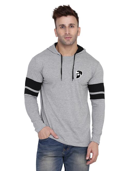 men solid hood neck t-shirt - 21383760 - Standard Image - 0