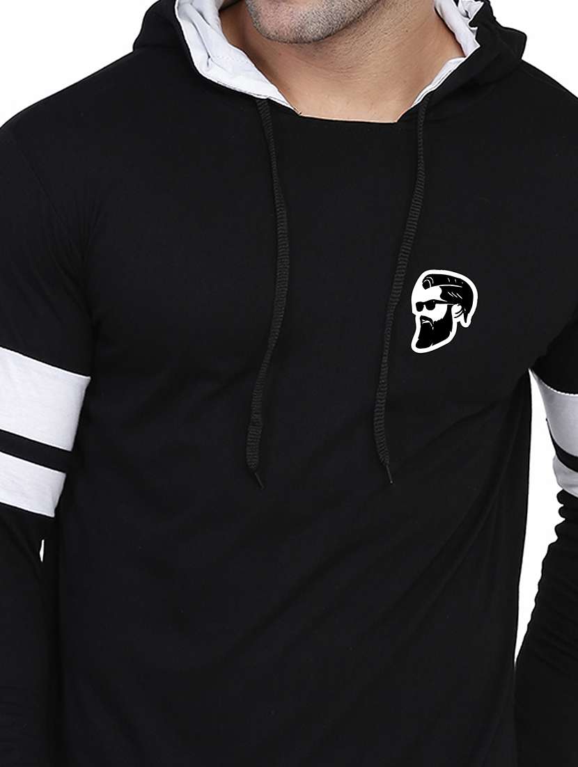 men solid hood neck t-shirt - 21383762 -  Standard Image - 3