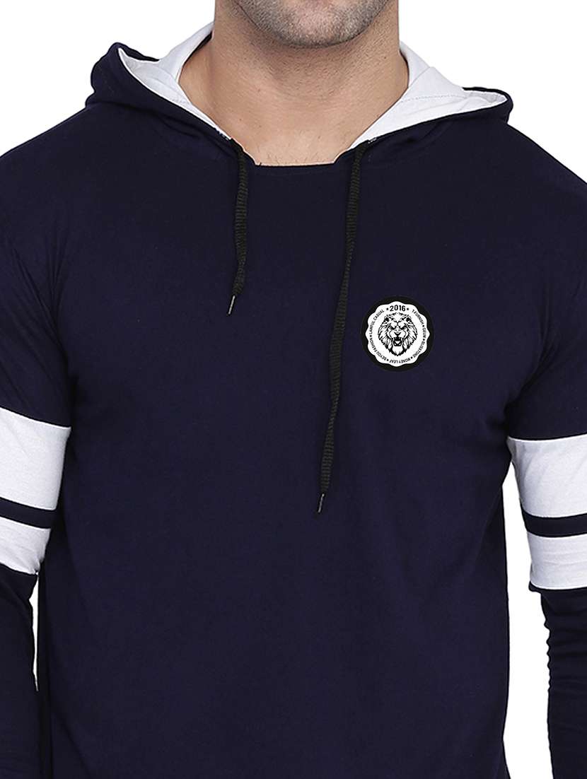 men solid hood neck t-shirt - 21383769 -  Standard Image - 3