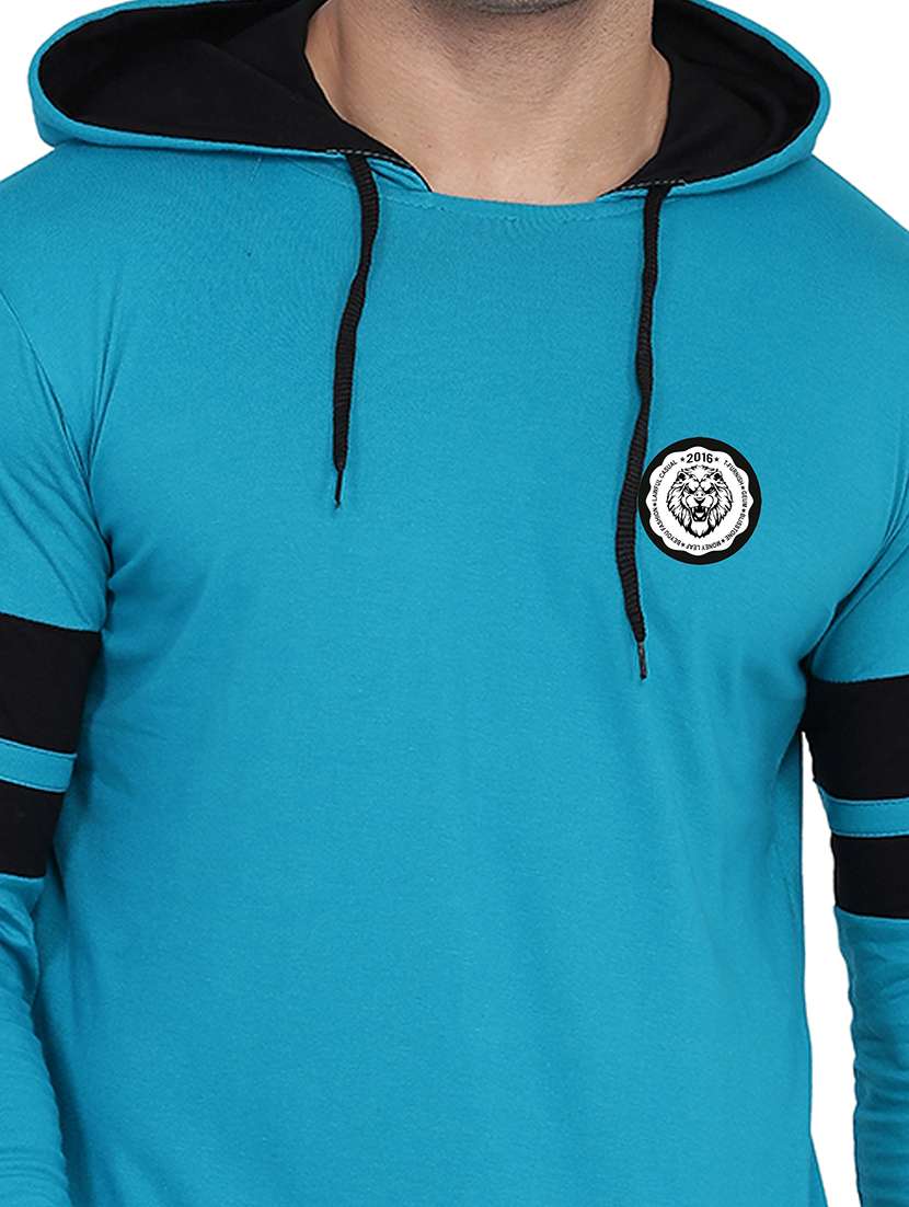 men solid hood neck t-shirt - 21383770 -  Standard Image - 3