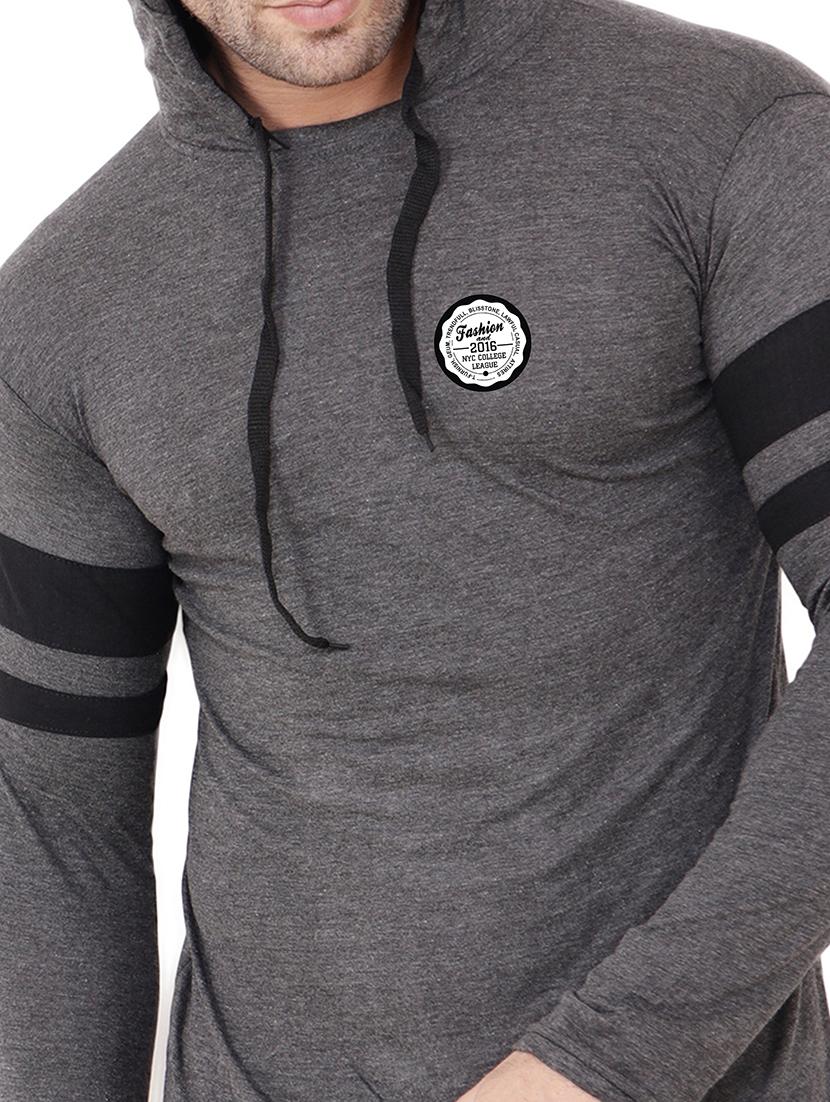 men solid hood neck t-shirt - 21383774 - Standard Image - 3