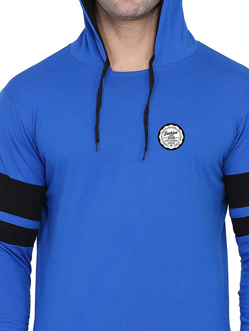 men solid hood neck t-shirt - 21383777 -  Standard Image - 3