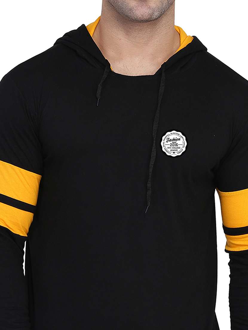 men solid hood neck t-shirt - 21383778 -  Standard Image - 3