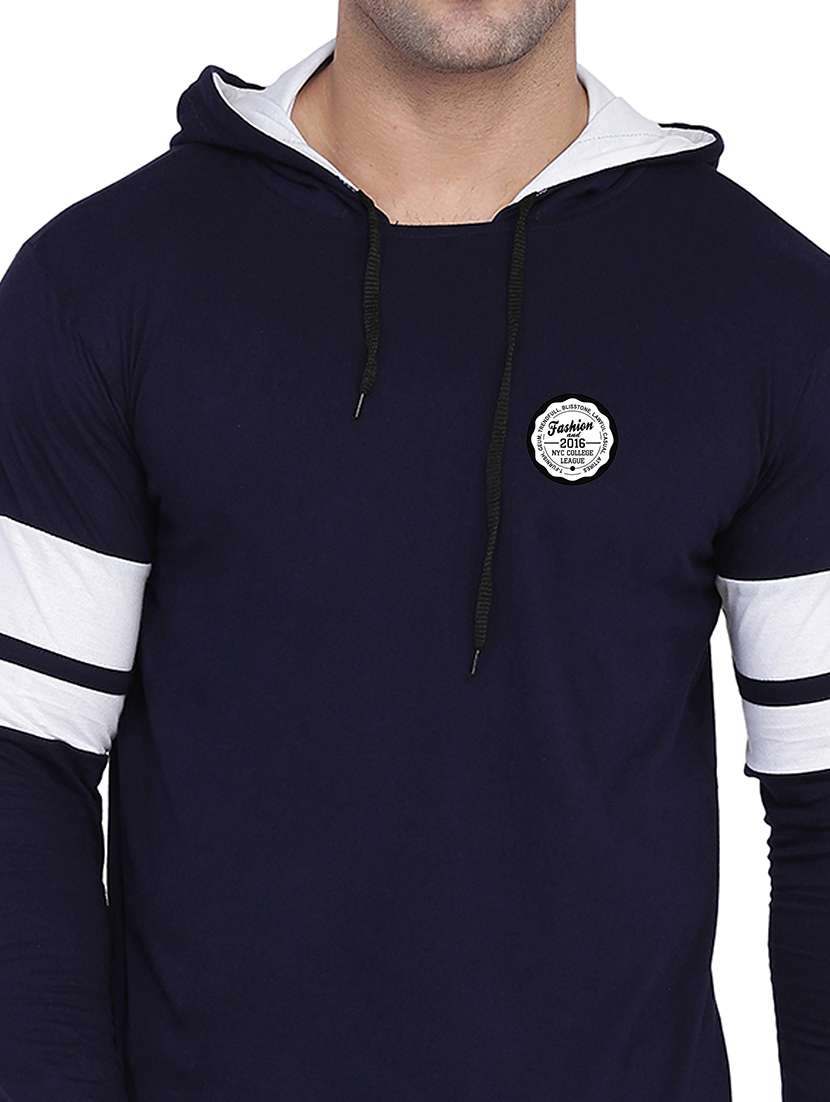 men solid hood neck t-shirt - 21383779 -  Standard Image - 3