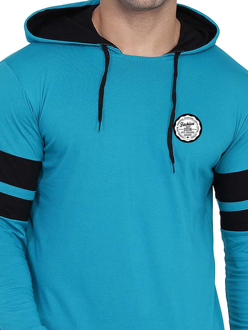 men solid hood neck t-shirt - 21383780 -  Standard Image - 3