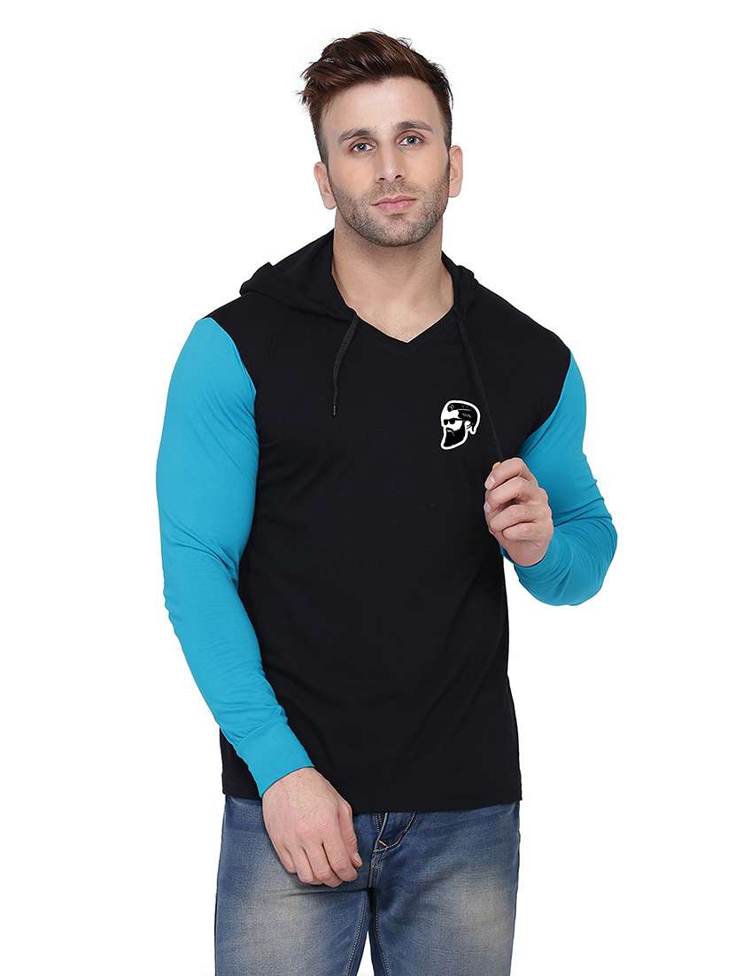 men color block hood neck t-shirt
