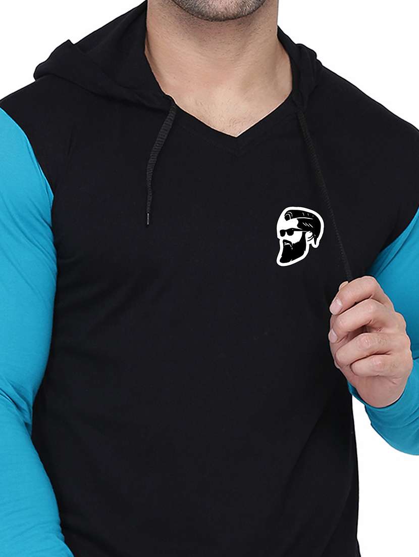 men color block hood neck t-shirt - 21383790 -  Standard Image - 3