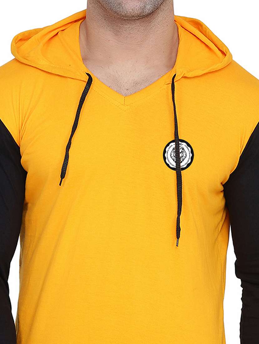 men color block hood neck t-shirt - 21383800 -  Standard Image - 3
