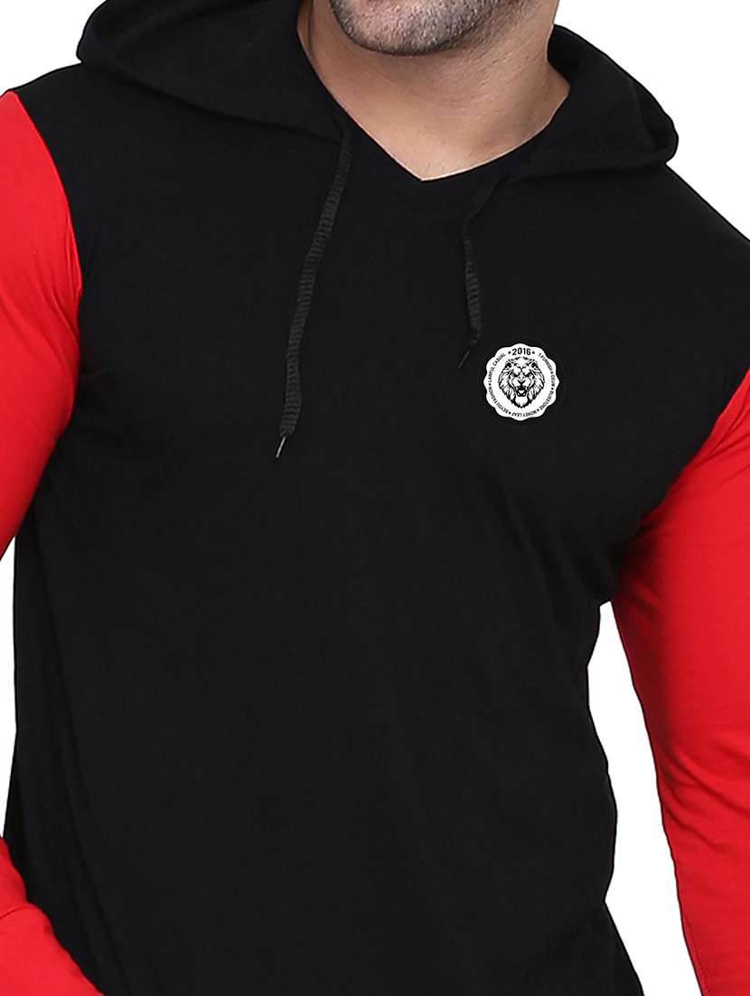 men color block hood neck t-shirt - 21383802 -  Standard Image - 3
